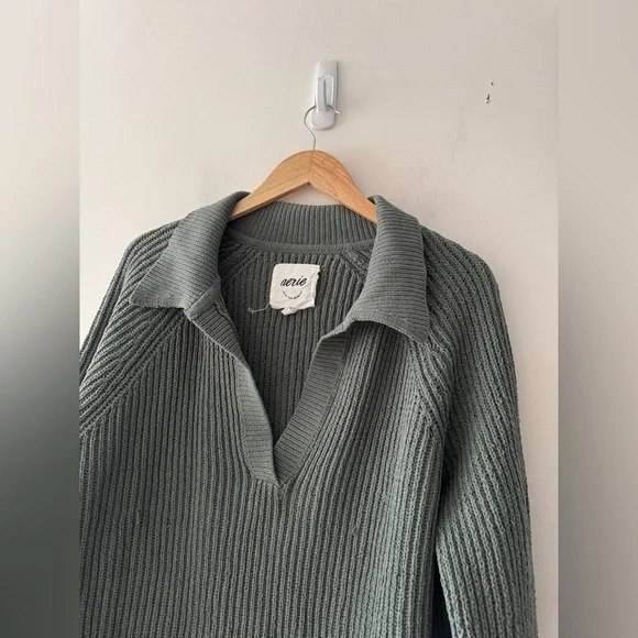 Aerie Sugar Rush Chenille Sweater Royal Palm Green - Picture 3 of 6